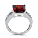 Sterling Silver Garnet Square CZ Ring