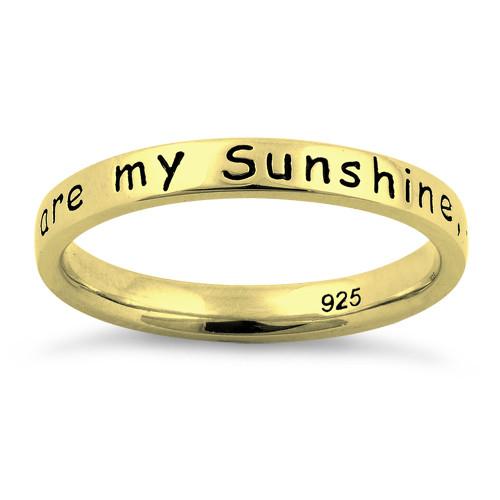 Sterling Silver Gold Plated "You Are My Sunshine, My Only Sunshine" Ring