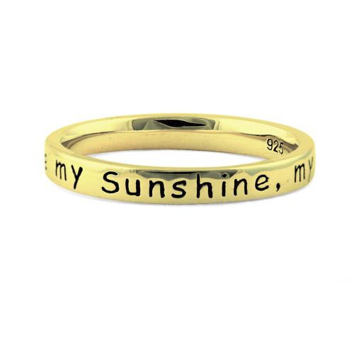 Sterling Silver Gold Plated "You Are My Sunshine, My Only Sunshine" Ring