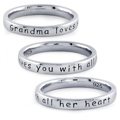 Sterling Silver "Grandma Loves You With All Her Heart" Ring