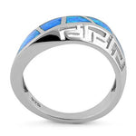 Sterling Silver Greek Pattern Lab Opal Ring