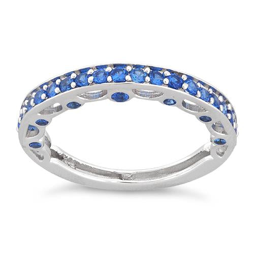 Sterling Silver Half Eternity Blue Sapphire CZ Ring