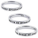 Sterling Silver "Happy Graduation! We're so proud of you!" Ring