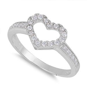 Sterling Silver Heart Cut Clear CZ Ring