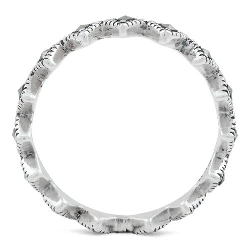 Sterling Silver Heart Eternity Marcasite Ring