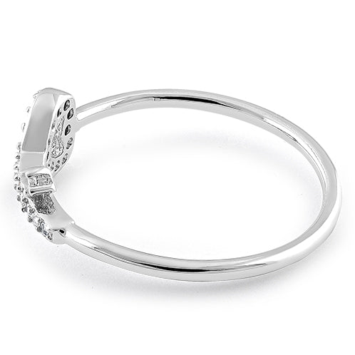 Sterling Silver Heart Key CZ Ring