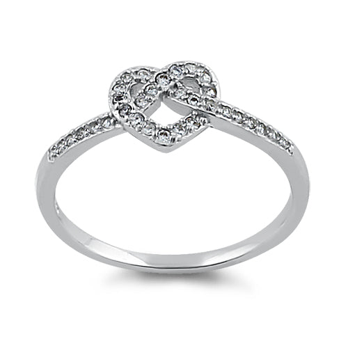 Sterling Silver Heart Knot CZ Ring