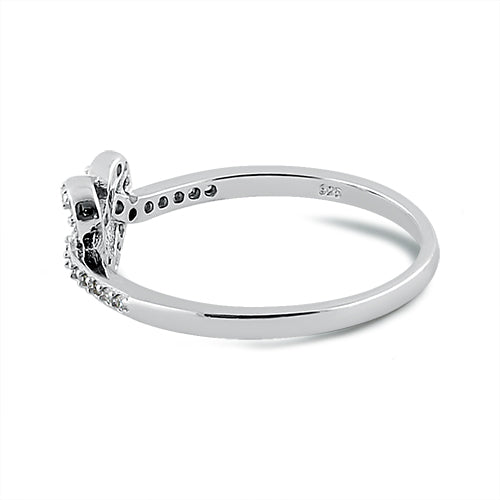 Sterling Silver Heart Knot CZ Ring