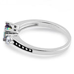 Sterling Silver Heart Rainbow Topaz CZ Ring