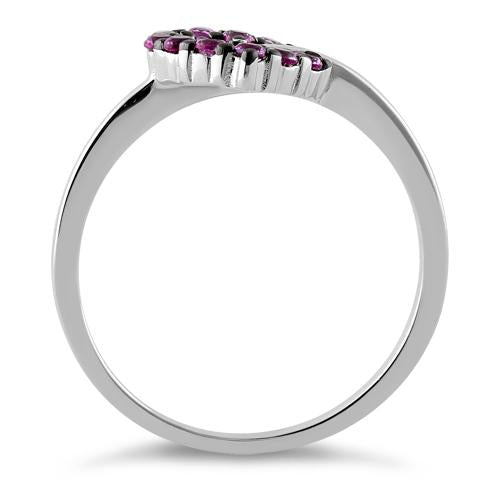 Sterling Silver Heart Shape Ruby CZ Ring
