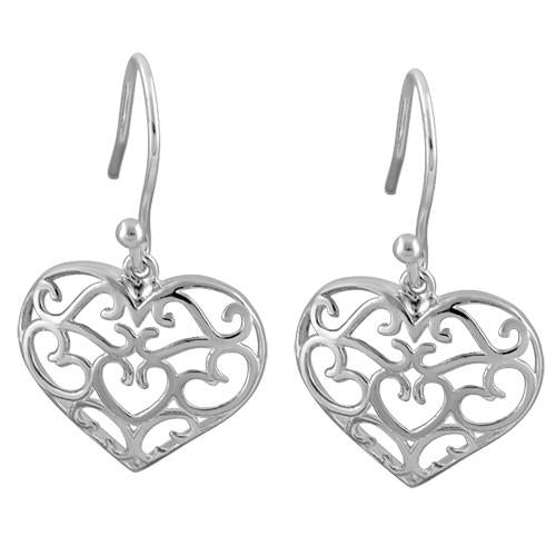 Sterling Silver Hearts Hook Earrings