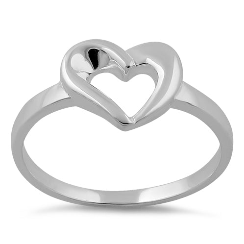 Sterling Silver High Polish Cut Heart Ring
