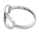 Sterling Silver Infinity Ruby Heart "Always & Forever" Engraved CZ Ring