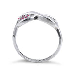 Sterling Silver Infinity Ruby Heart "Always & Forever" Engraved CZ Ring