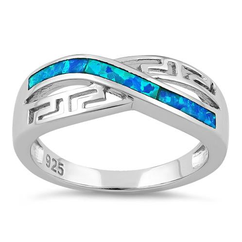 Sterling Silver Inifinity Greek Pattern Lab Opal Ring