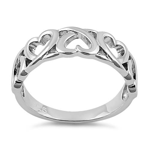Sterling Silver Interwoven Hearts Ring