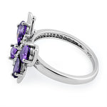 Sterling Silver Purple CZ Butterfly Ring