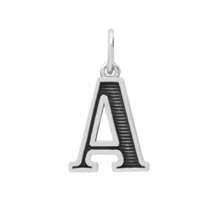 Sterling Silver Letter A Oxidized Pendant