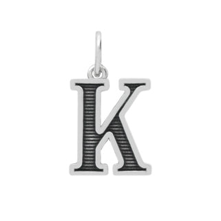 Sterling Silver Letter K Oxidized Pendant