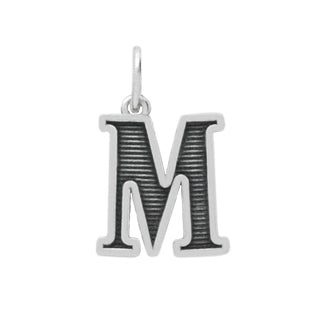 Sterling Silver Letter M Oxidized Pendant