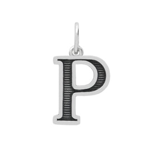 Sterling Silver Letter P Oxidized Pendant
