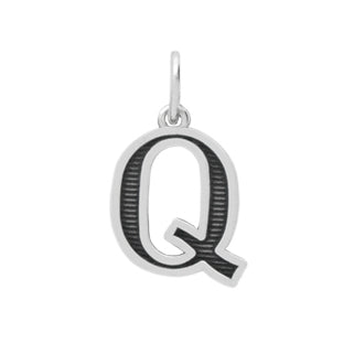 Sterling Silver Letter Q Oxidized Pendant