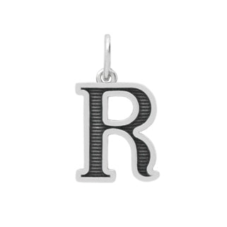 Sterling Silver Letter R Oxidized Pendant
