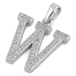 Sterling Silver Letter W CZ Pendant