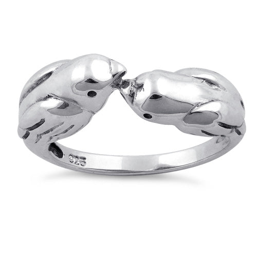Sterling Silver Love Bird Kissing Ring