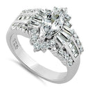 Sterling Silver Marquise CZ Engagement Ring