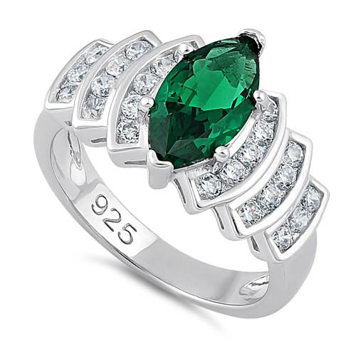 Sterling Silver Marquise Green CZ Ring