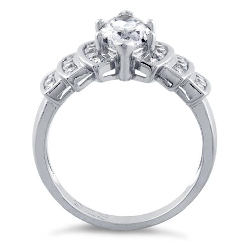Sterling Silver Marquise Engagement Clear CZ Ring