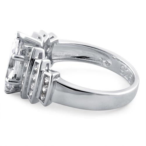 Sterling Silver Marquise Engagement Clear CZ Ring