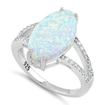 Sterling Silver Marquise White Lab-Opal Ring