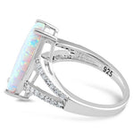 Sterling Silver Marquise White Lab-Opal Ring