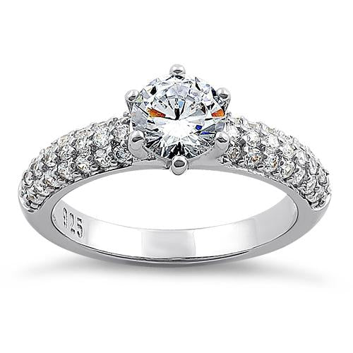 Sterling Silver Marvelous Round Cut Clear CZ Engagement Ring