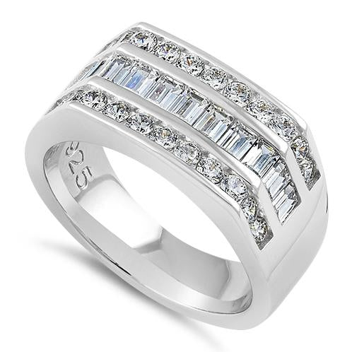Sterling Silver Men's Engagement CZ Rings