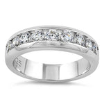 Sterling Silver Men's Wedding Band CZ Rings