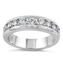 Sterling Silver Men's Wedding Band CZ Rings
