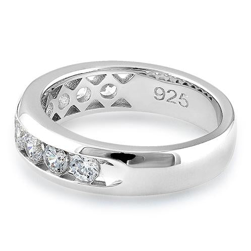 Sterling Silver Men's Wedding Band CZ Rings