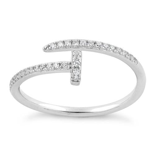 Sterling Silver Minimalist Abstract CZ Ring