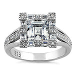 Sterling Silver Asscher-Cut CZ Engagement Ring