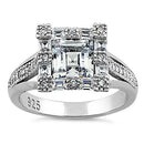 Sterling Silver Asscher-Cut CZ Engagement Ring
