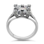 Sterling Silver Asscher-Cut CZ Engagement Ring