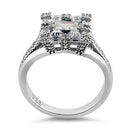 Sterling Silver Asscher-Cut CZ Engagement Ring