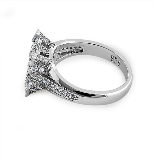 Sterling Silver Asscher-Cut CZ Engagement Ring