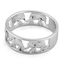 Sterling Silver Multiple Elephants Ring