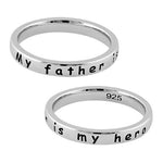Sterling Silver "My father is my hero" Ring