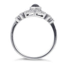 Sterling Silver Black Onyx Diamond Shaped Marcasite Ring