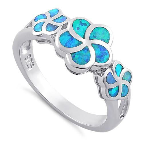 Sterling Silver Lab Opal Plumeria Ring